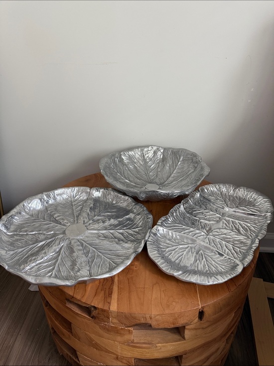 Wilton Armetale Other - Wilton Armetale Cabbage Leaf Serving Bowl Round Platter Divided Server Lot